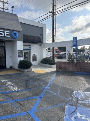 Outdoor ATM next to the parking lot