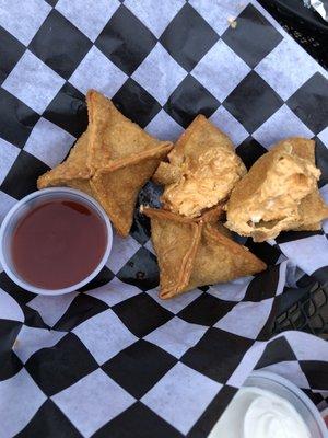 Spicy chicken rangoons. Cut one open, very tasty!