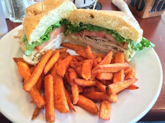 Turducken Sandwhich with Sweet potato fries. DELICIOUS!