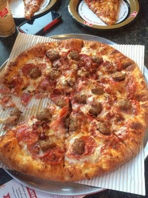 The delicious Meat Supreme pizza!