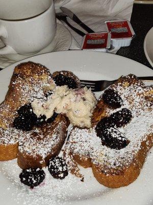 Blackberry French Toast w/ cream cheese and  Spuds