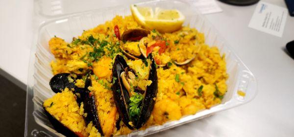 Paella Prepared by Chefs Cafe... Yes, I said "Paella" ...when they have this on their Menu for the week.  It's a no brainer, I'm ordering it