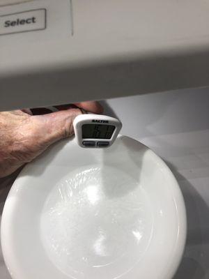 Frozen bowl of water in the lower hydrater.  You cannot see the temp but it is 16.1 F.