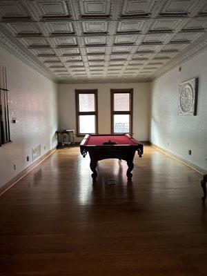 Pool table on first floor