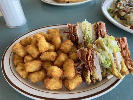 Turkey Club Sandwich, tots