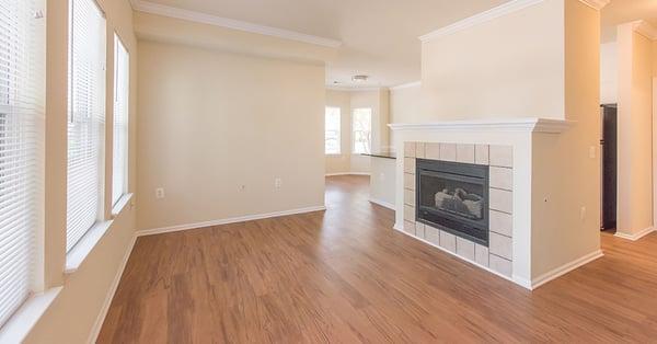 Living space with fireplace