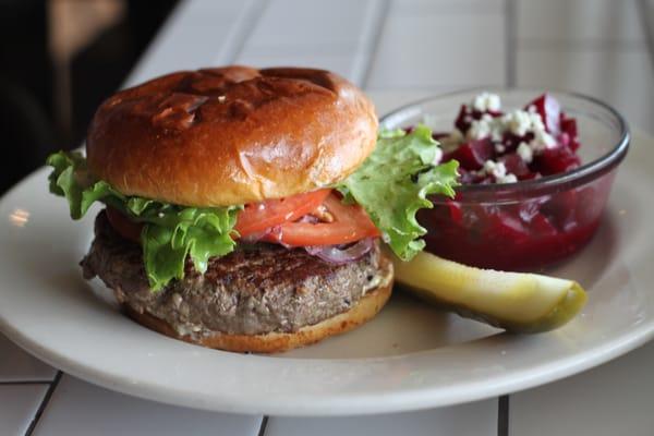 The MVB Burger with the Roasted Beet Salad.