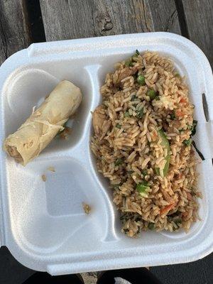 Chicken fried rice combo, comes with an eggroll