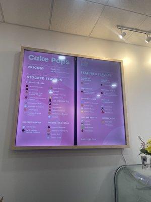 Cake Pop Menu