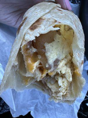 Egg potato and cheese breakfast burrito