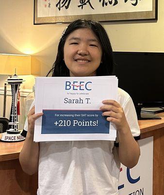 Student increased SAT score by 210 points.