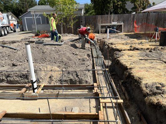 Detached garage footings