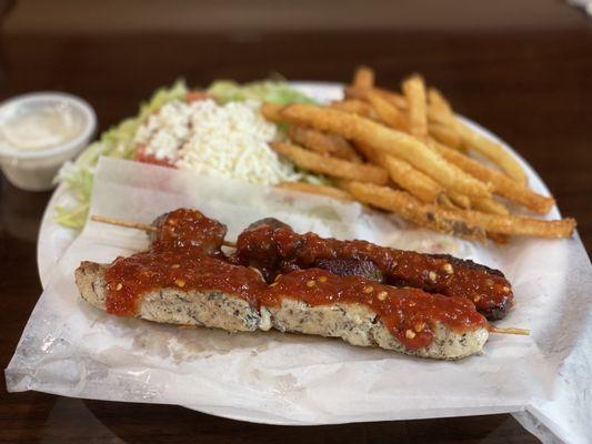 Mixed Platter with spicy sauce!