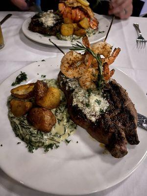 Asher blue ribeye w/shrimp