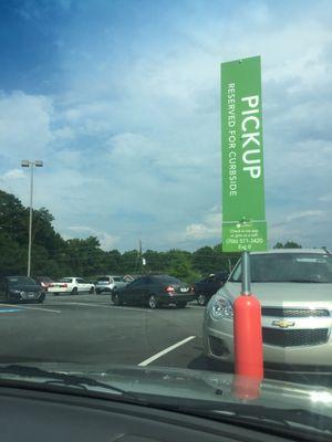 Pickup spots on the right side of the lot (facing store)