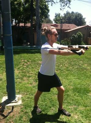 Jack doing some band work at the park! You don't always need a gym to reach your fitness goals!