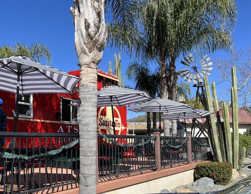 Cute Caboose Front patio seating