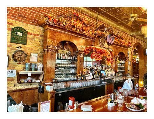 Clementine's (Phoenix St/Center St) South Haven MI . DTown Historic Old Bank Building. Bar Sandwiches Burgers Pastas Seafood etc. Cool.