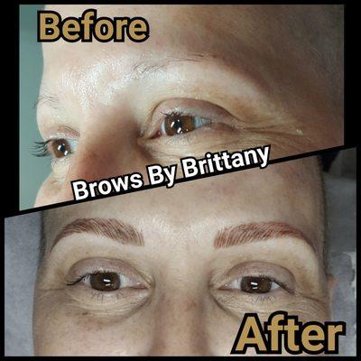 This breast cancer survivor lost most her facial hair due to chemo. We gave her a remarkable set of eyebrows.