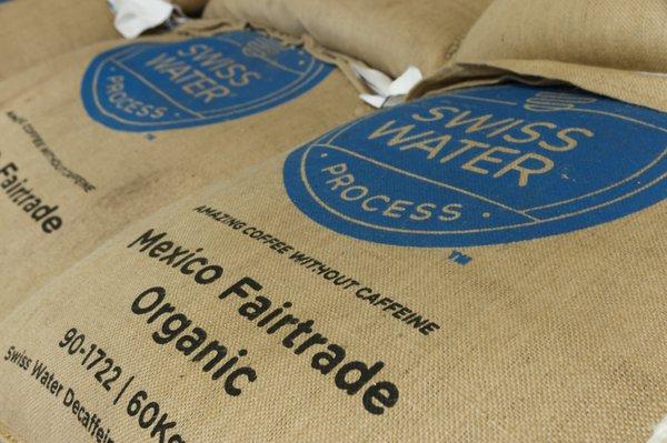 Swiss Water® Process Decaf Coffee available online at Café Mam. Certified organic and 99.9% caffeine free coffee beans.