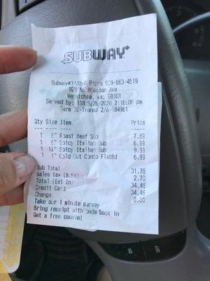 My receipt with store info...