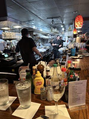 A photo of the bar and kitchen at Fenwick's.