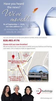 WNC Audiology has moved! After 10 years on McDowell Street, we have relocated one mile north on Asheland Avenue!