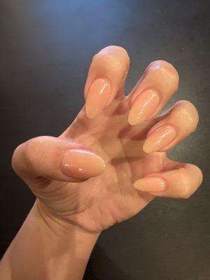 Almond nude nails by Vivian