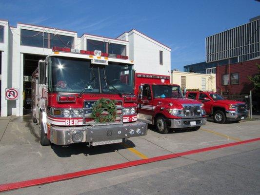 Apparatus outside of station 2. Engine 2 medic 2 and battalion 2. Only rig missing was truck 2 and hazmat 2.