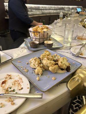 Roasted cauliflower and truffle waffle fries