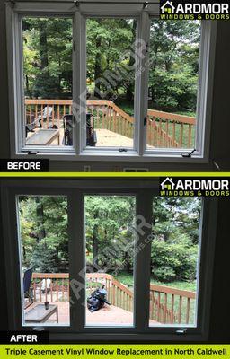 Triple Casement Vinyl Window Replacement in North Caldwell