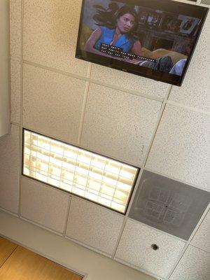 TV on the ceiling to watch while your teeth are cleaned