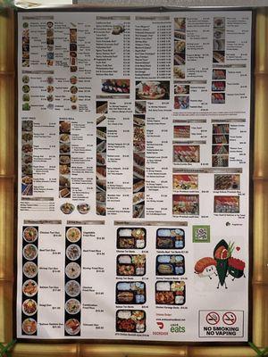 Their menu right by the register