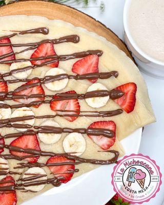 Crepes- Banana, strawberry, Nutella 
Available all day! Only @lamichoacanacostamesa