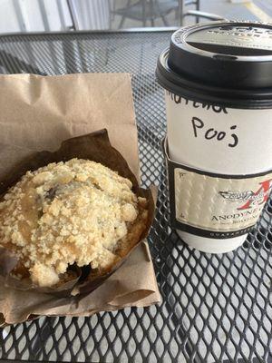 Blueberry muffin and medium drink