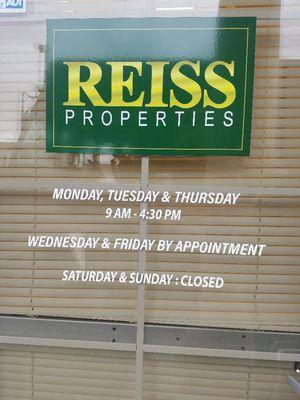 Note: Wed. & Friday are by appointment only.