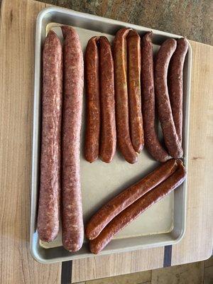 Polish, spicy Hungarian and Slovenian sausages