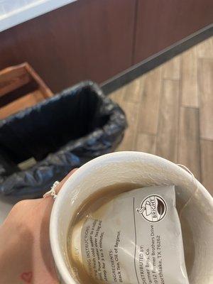 The second cup she gave me with the foam from the milk