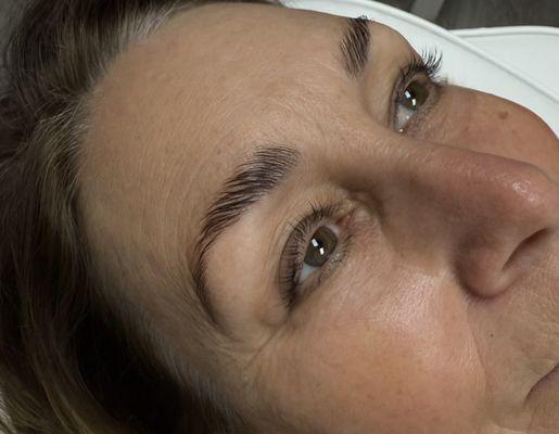 Eyebrow lamination with tint and lash lift with tint