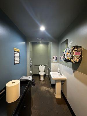 Clean restroom upstairs by main bar