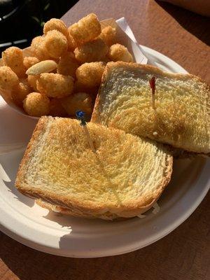 Original burger on sourdough with tots