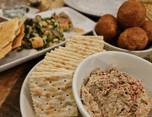 Smoked Tuna Dip // Fried Bread with Sea Salt // Seafood Salad