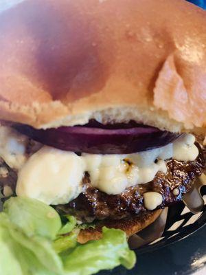 Black and blue burger