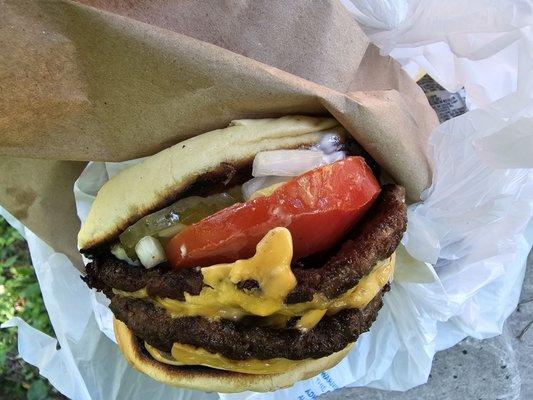 Double cheese burger fully loaded.