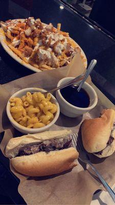 Philly with Mac & Cheese Side   & Buffalo Wing Fries