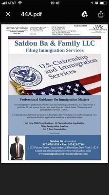 Welcome to filing immigration services by saidou.com .