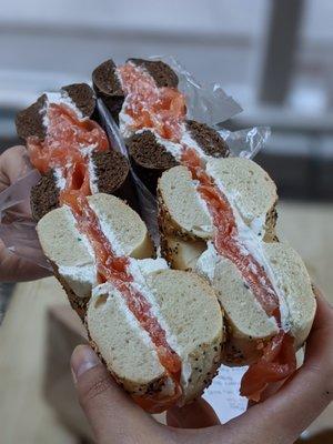 Two classic bagel and lox