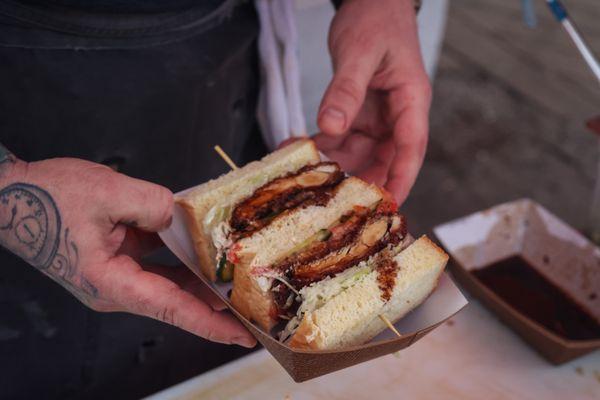 Passing off a chicken katsu sando. This one comes with pickles and koji-cabbage.