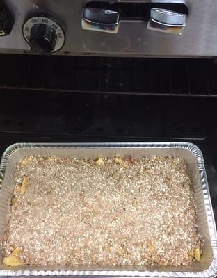 Apple crisp heading into the oven!