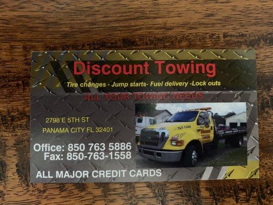 Business card provided to me (Side1, Panama City location)